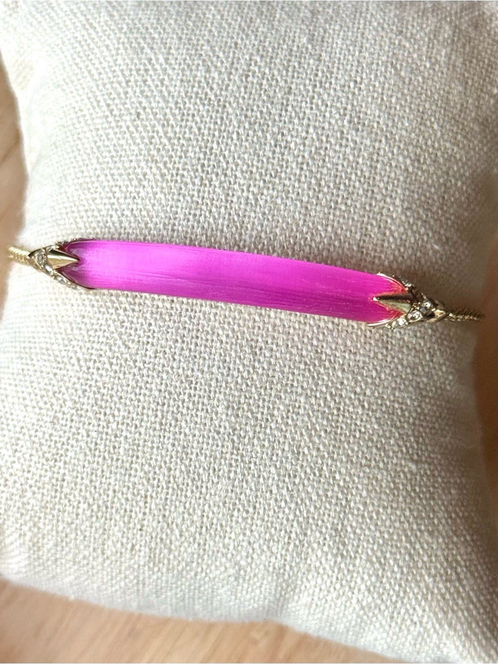 💗Alexis Bittar Lucite Claw ID Bar Chain Bracelet - Hot Pink & Gold💗